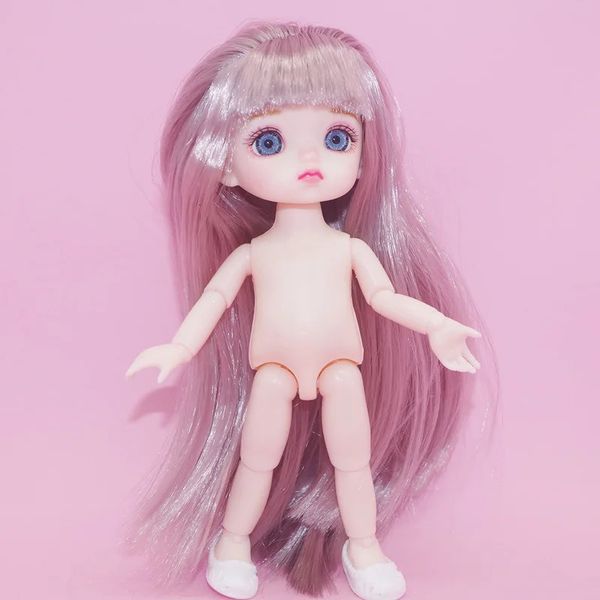 Bonecas 16cm BJD 13 móveis articuladas bonito grande globo ocular menino menina cabeça boneca com sapatos para meninas brinquedos corpo nu moda presente 231124