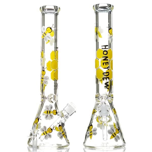 Vintage Premium Honeybee Glass Bong Hookah 18 polegadas 7mm A venda direta de fábrica pode colocar o logotipo do cliente da DHL UPS CNE