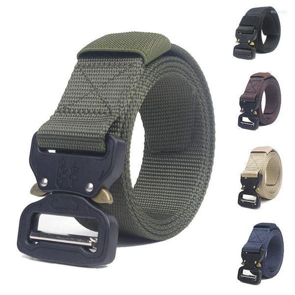 Supporto per la vita Cintura tattica militare regolabile da uomo Attrezzatura in nylon resistente con accessori da caccia in metallo 125 cm