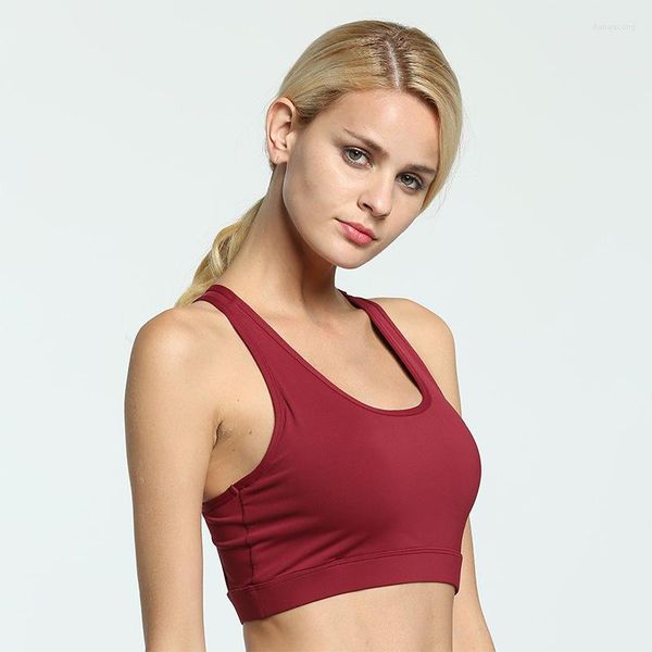 Yoga Outfit Spring Design Reggiseno sportivo Push Up Tasca posteriore traspirante Portatile per telefono Shakeproof Soutien Gorge Buona qualità