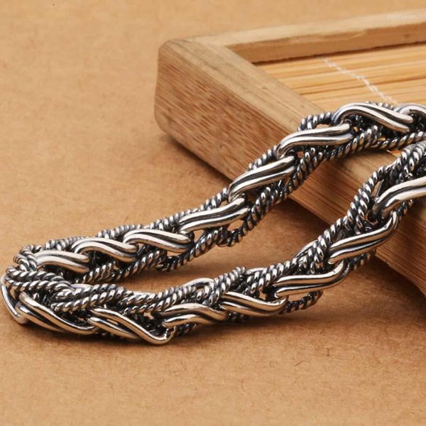 Catene 925 Sterling Silver Thai Rocker Rope Chain Collana da uomo Vintage Donna Hip Hop Fine Jewelry Collares Plata Para Mujer