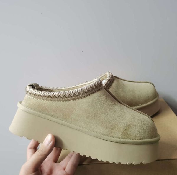 Mulheres homem Tazz Chinelos Tasman Fur Slides Classic Mustard Seed Ultra Mini Plataforma Bota Slip-on Camurça Mistura de Lã Inverno Designer Botas Tamanho 35-44 Sapatos de alta qualidade
