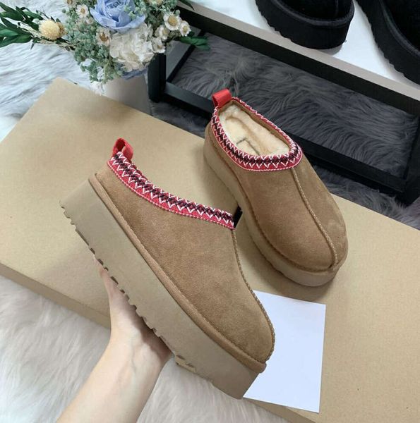 Kadın Tazz Terlik Kadın Avustralya Slippesr Lady Boots Süet Kestane Tasman Kürk Slaytlar Klasik Hardal Tohumu Ultra Mini Lüks Slip-On Ayakkabı 35-44 Modeli Ayakkabı