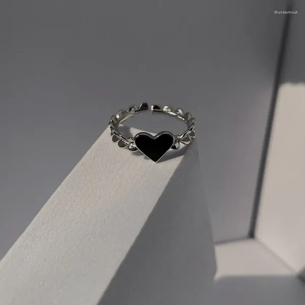 Кольца кластера Minar Cool 2 дизайна Черное сердце любви с открытым указательным пальцем кольцо для женщин High Street Регулировка медных корейских ювелирных изделий