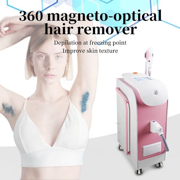 Design de moda vertical 360 magneto-óptico remoção de pêlos ponto de gelo depilação salão de beleza rejuvenescimento da pele equipamento anti-crescimento de cabelo