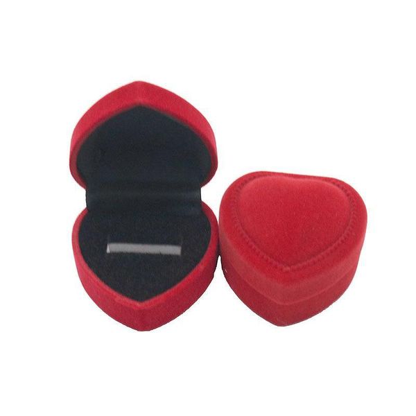 Aufbewahrungsboxen Bins Red Love Heart Schmuckschatulle Flanell Ring Verpackung Fall Celebration Supplies Ohrstecker Geschenkbehälter Dhlhe