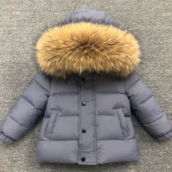 Daunenmantel für den Winter, super warm, für Mädchen und Jungen, dick, hochwertiger Daunenmantel für Jungen und Kinder, großer Echtpelz mit Kapuze, kalte Winter-Oberbekleidung 231123