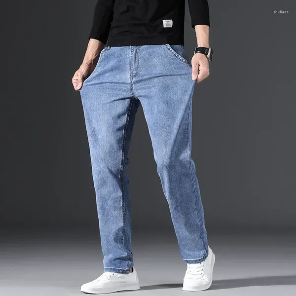 Männer Jeans 2023 Frühling Helle Klassische Stil Stretch Slim Fit Blau Denim Hosen Männliche Marke Hosen