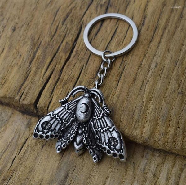 Chavedias Misticismo Magic Death Head Skull Moth Wicca Moon Butterfly Pingente Key Ring Withchcraft Jóias