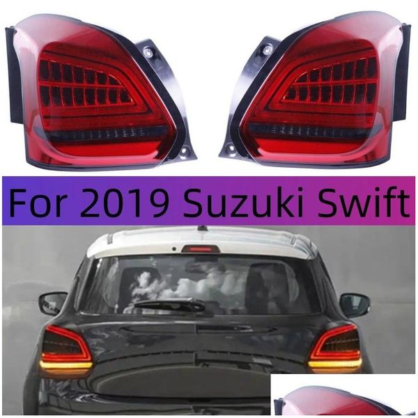 Luzes traseiras do carro estilo para 20 19 Suzuki Swift Conjunto de luz traseira LED Running Light Streamer Turn Signal Brake Reverse Lamp Drop Deliv Otxvj