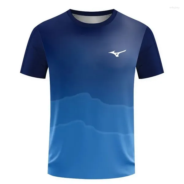 Camiseta masculina verão secagem rápida respirável tênis de mesa conjunto de manga curta treinamento esportivo grande camiseta fitness topo