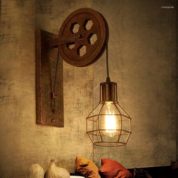 Lampada da parete in ferro vintage luce luci per interni apparecchio retrò camera da letto soggiorno comodino scala corridoio bar ristorante