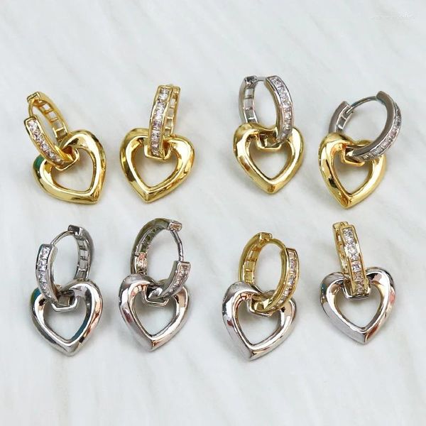 Brincos 5 pares em formato de coração pendurado em cores misturadas joias de metal amuletos para mulheres 30346
