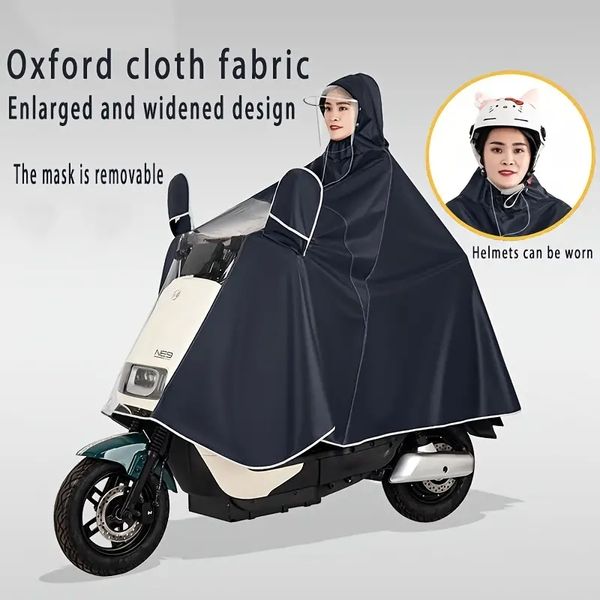 Capa de chuva elétrica impermeável da bicicleta, poncho de chuva reutilizável dobrável com borda para andar de bicicleta ciclismo