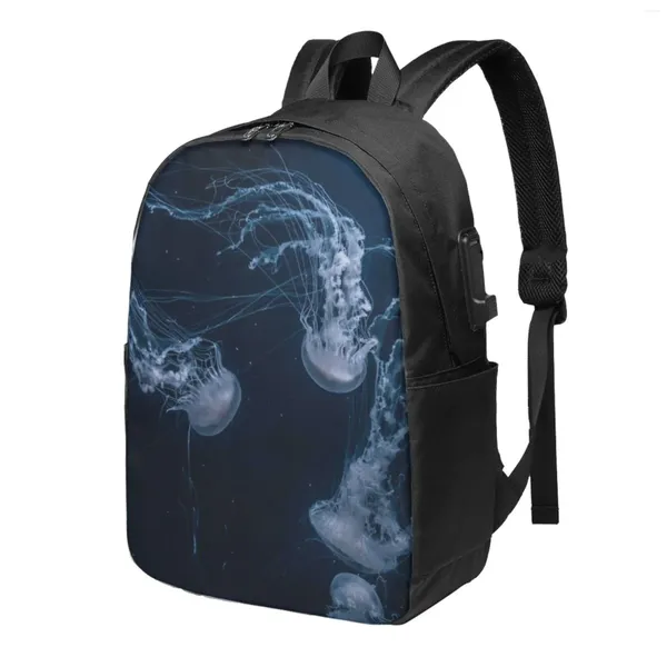 Рюкзак Медуза в глубоком океане Классический Базовый Холст Школьный Повседневный рюкзак Офис Для Мужчин Женщин