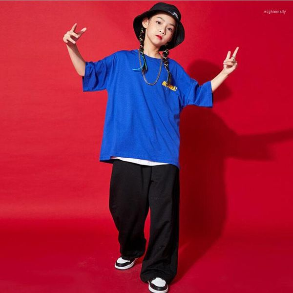 Abbigliamento da palco per bambini, abbigliamento hip-hop cool, magliette oversize, top streetwear, pantaloni da jogging da corsa per ragazze, ragazzi, spettacoli di costumi da ballo