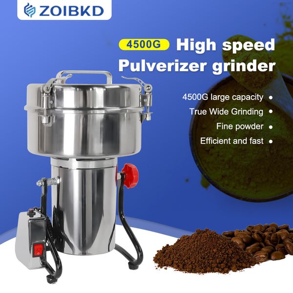 Elektrische Perlenpulvermaschine 4500g kleine Brecher Multifunktionskommerzielle chinesische Medizin / Sesam / Reis / Pfefferpulverschleifmaschine Laborbedarf