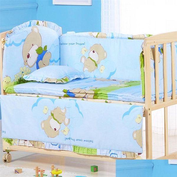 Yatak takımları 6pcsset bebek beşik tamponları çocuk seti karikatür pamuk yatak çarşafları içerir Cot Sac yastığı ZT57 220531 Damla Teslimat Çocukları M DH8MI