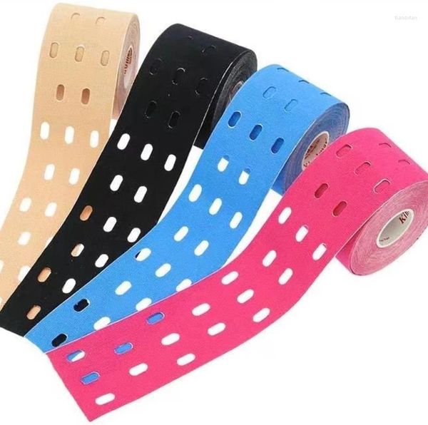 Knieschützer, 5 cm, perforiert, Kinesiologie, elastisches Klebeband, Baumwolle, Muskelschutz, Sportler, atmungsaktiv, Fitnessstudio, Sport, Klebeschutz