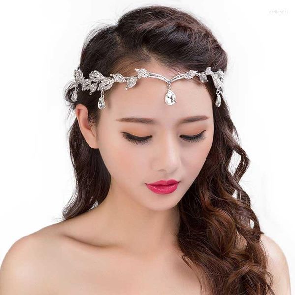 Fermagli per capelli Barrettes Stile semplice Fascia in cristallo argento Accessorio in pietra grezza naturale bianca con corona di tiara ramificata per forcina da sposa De