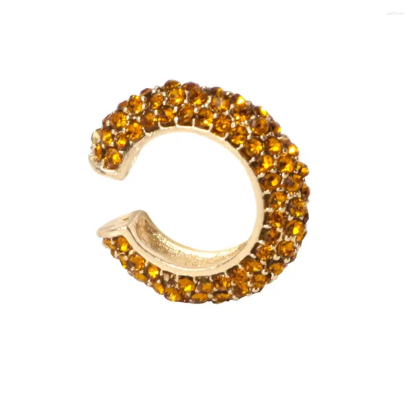 Dungle Küpe Kulak manşetten elmas taşı klipsi, delinmemiş kulaklar için alaşım saplamalı takılar (sarı)