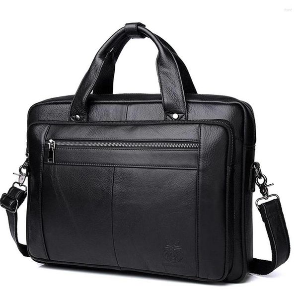 Aktentaschen Echtes Leder Aktentasche Männer Business Umhängetasche Mode Rindsleder Schulter Messenger Handtasche 14 Zoll Handtaschen Laptoptaschen