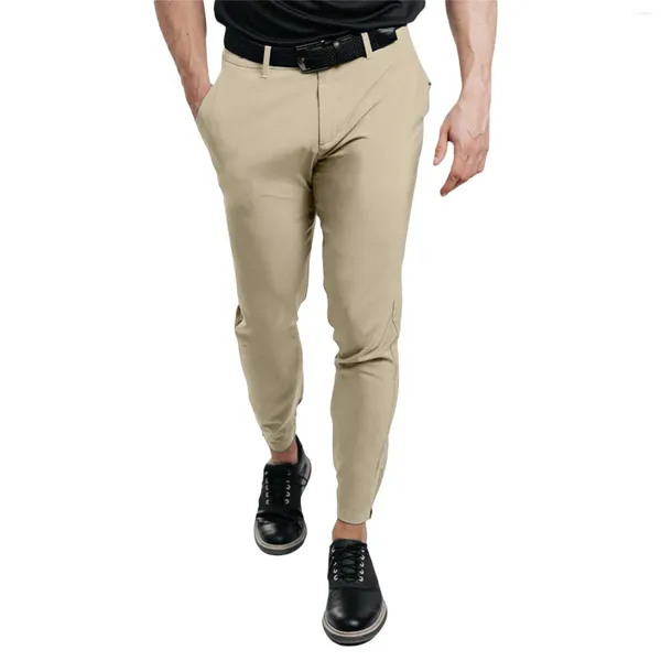 Pantaloni da uomo Tinta unita Tasca attillata con cerniera Business Casual Quotidiano Slim Fit Pantaloni piccoli Abiti da jogging larghi Esercizio