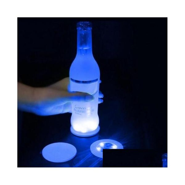 Matten Pads Blinkende Glühen LED Flaschenaufkleber Untersetzer Lichter Blinkende Tassenmatte Batteriebetrieben für Weihnachtsfeier Hochzeit Bar Vase De Dh4Ac