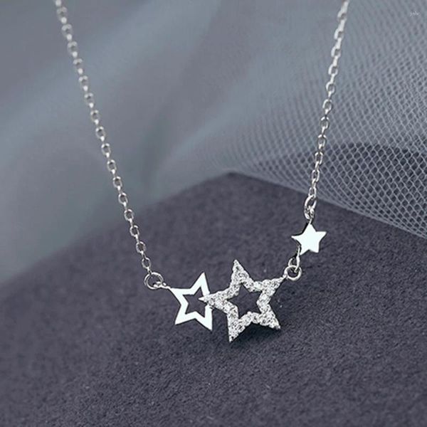 Collane con ciondolo Design personalizzato semplice e alla moda intarsiato con stelle in zirconi per donne Collana carina e dolce regalo di compleanno per gioielli