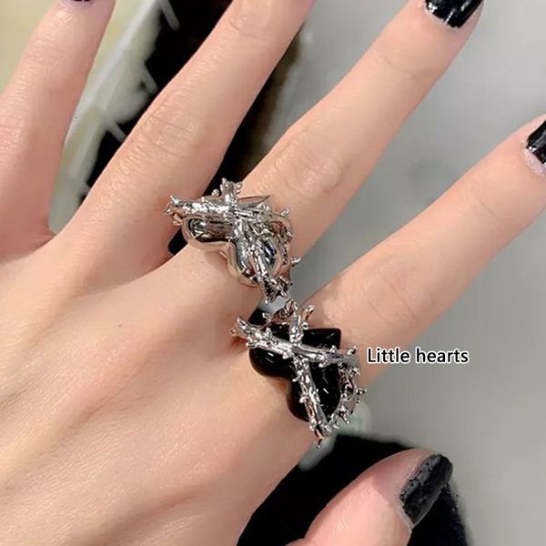 Cluster Ringe Mode Kreative Punk Gothic Dornen Liebe Herz Vintage Offen Für Frauen Party Schmuck Verlobung Hochzeitsgeschenk 230424