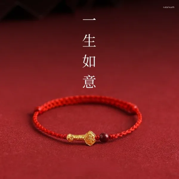 Charm-Armbänder, Retro-Glücksarmband im chinesischen Stil für Paare, traditionelle rote Schnur und verheißungsvolle Perlen, Modeaccessoires, Geschenke