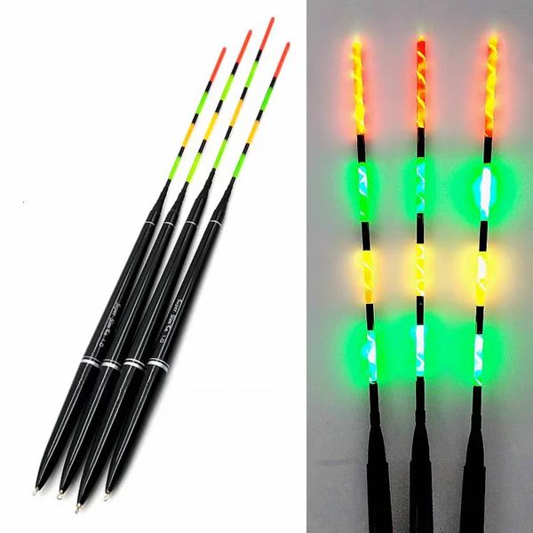 Accessori per la pesca 1pc Fibra ottica luminosa 0.5#-3.0# Luce multicolore notturna elettronica con batteria galleggiante Galleggiante lungo da pesca su roccia Bobber in schiuma 231123