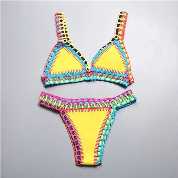 Tasarımcı Kadın Mayo Bikini Tasarımcı Tığ Mayo Kadın Örme Mayolar İçin Neopren Bikini Sahil Giyim Boho Stil Mayo İki Parça Bathng Takım Fg4K