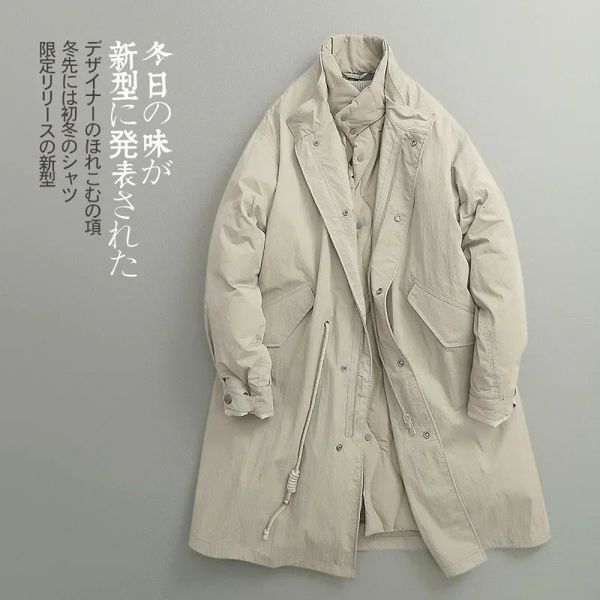 Männer Wollmischungen Männer Japanisch Koreanischer Stil Trenchcoats Mode Lange Jacken Frauen Lose Warme Lange Parkas Winter Vintage Trenchcoats 4XL 231123