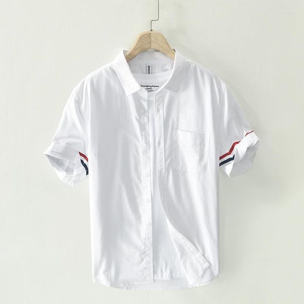 Herren Freizeithemden Sommer Herren Baumwolle Hübsches Kurzarmhemd Harajuku Vintage Kleidung Trend Lose Streifen Jugend Männliche Blusen