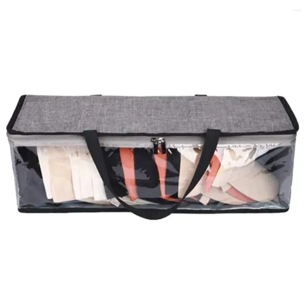 Sacos de armazenamento Resistente Zipper Chapéu Saco espaçoso com janela Durável Oxford Pano Organizador para roupas Brinquedos Home Supplies