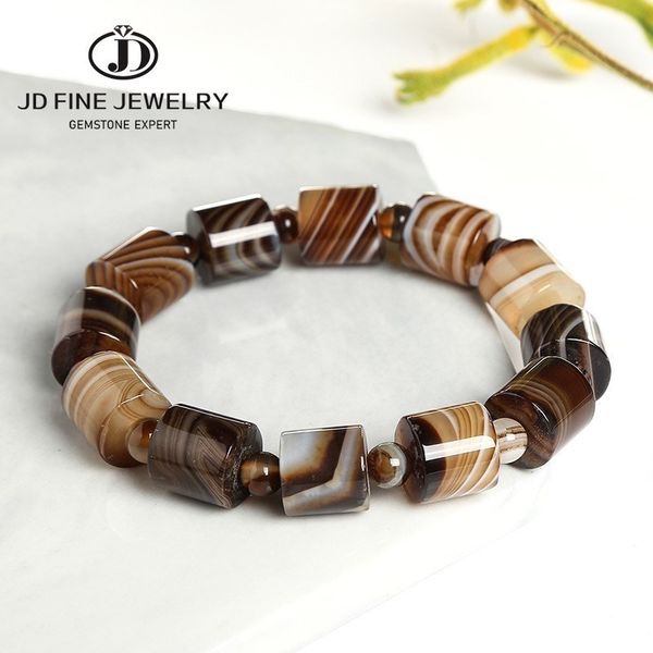 Pulseiras de charme JD JD genuíno de 12 mm de café natural renda ágata homens homens tibetanos buda barrel de corda de corda de rosário de picadas de oração 230424