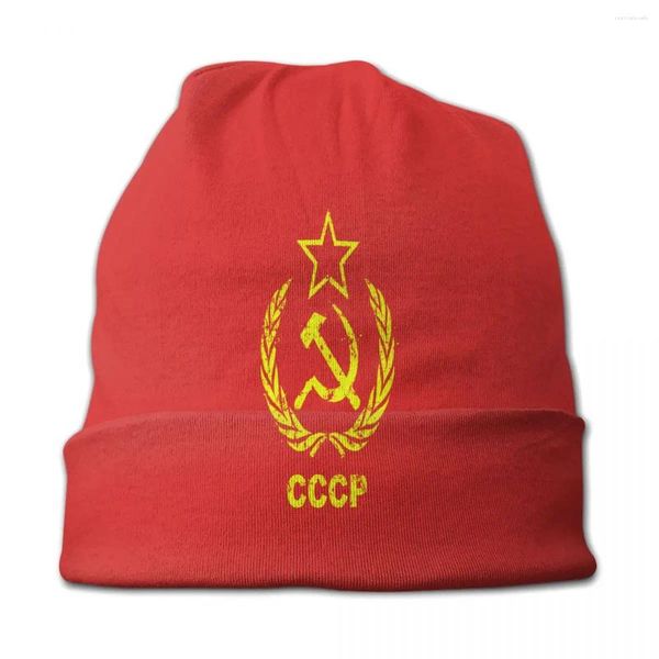 Береты CCCP СССР Россия Национальный день Капот Шапки Прохладный уличный Skullies Шапки Шапка для мужчин Женская вязаная весенняя шапка двойного назначения