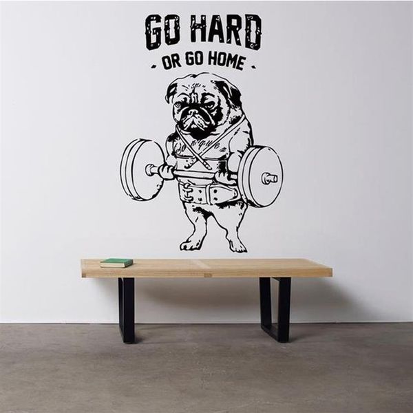 Vinyl-Aufkleber „Go Hard Or Go Home“ für Fitnessstudio, Sport, Training, französischer Hund, Crossfit, Fitnessclub, Aufkleber, Kunst, A743, 210308278l