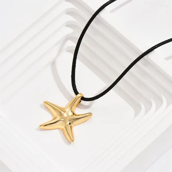 Colares pingentes Poulisa Starfish Colar Espelho Face Simplicidade Cor de Ouro Cobre para Mulheres Moda Luxo Festa Jóias Presente