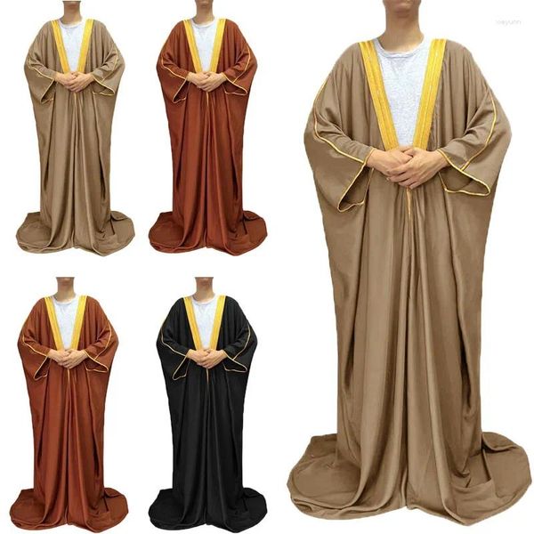 Roupas étnicas Muçulmano Bacharel Islam Cetim Homens Kaftan Discurso Paquistão Abaya Graduação Jubba Thobe Long Dubai Arábia Saudita Médio Oriente