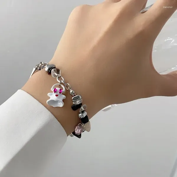 Link pulseiras dos desenhos animados preto e branco fantasma casal simples frisado pulseira bonito acessórios na moda handwear festa jóias