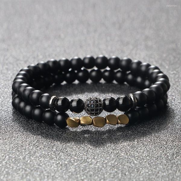 Strang 6mm Naturstein Armband für Männer und Frauen Mode unregelmäßige Kupferperlen Armband Charme schwarz Lava Rock Anzug Schmuck Armreifen