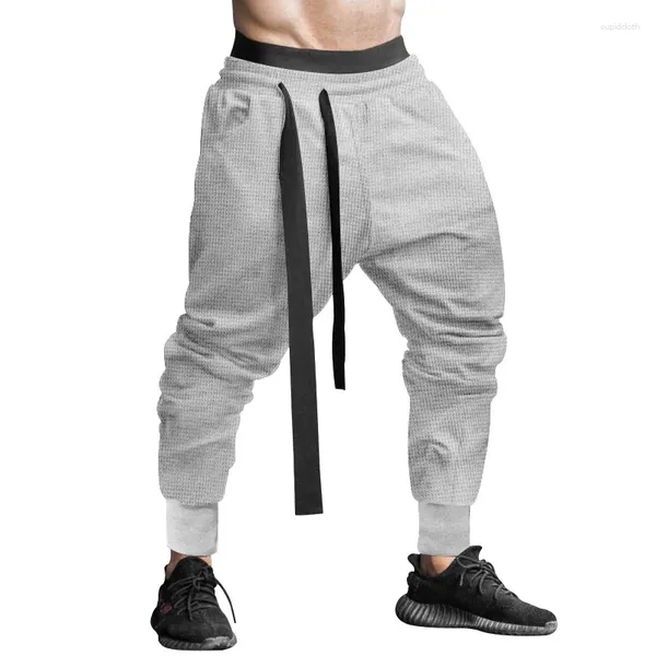 Calça masculina 2023 inverno com alça diagonal, calça de moletom obrigatória para homens descolados e modernos com tornozelos algemados.