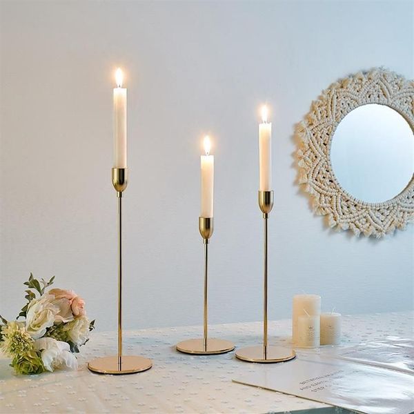 Portacandele conico Candeliere Portacandele in oro Decorazioni per matrimoni Centrotavola Candelabri Candelabri Cena a lume di candela182U