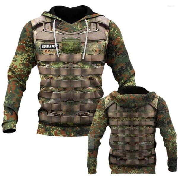 Herren Hoodies Camouflage Hoodie Sweatshirt Männer Frauen 3d gedruckte Armeegrün Langarm übergroße Outdoor -Modepullover Tops