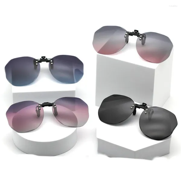 Güneş Gözlüğü Kadınlar Klipsli Polarize Optik Gözlük Klip Elmas Kesim Ayna Gözlük Anti-UV Sürüş 2023 Modaya
