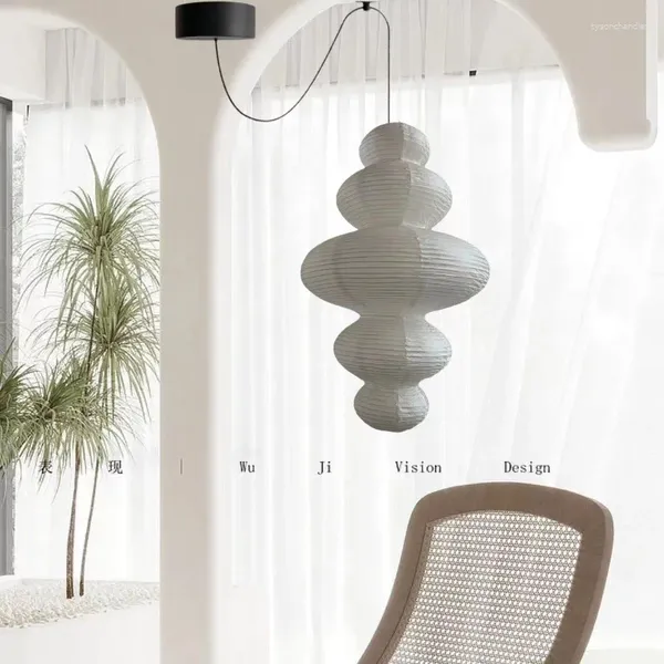 Lâmpadas pendentes japonês designer papel cabaça lâmpada moderna e27 restaurante decoração de teto pendurado ilha de cozinha para iluminação
