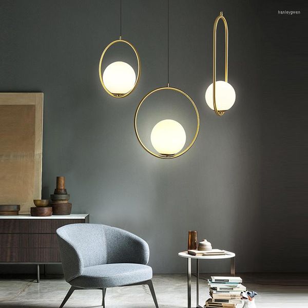 Pendelleuchten Kronleuchter Nordic Led Lams Leuchte Industrielle Hängelampe Lustre Suspension Ball Glass Glod Art Kitchen Light