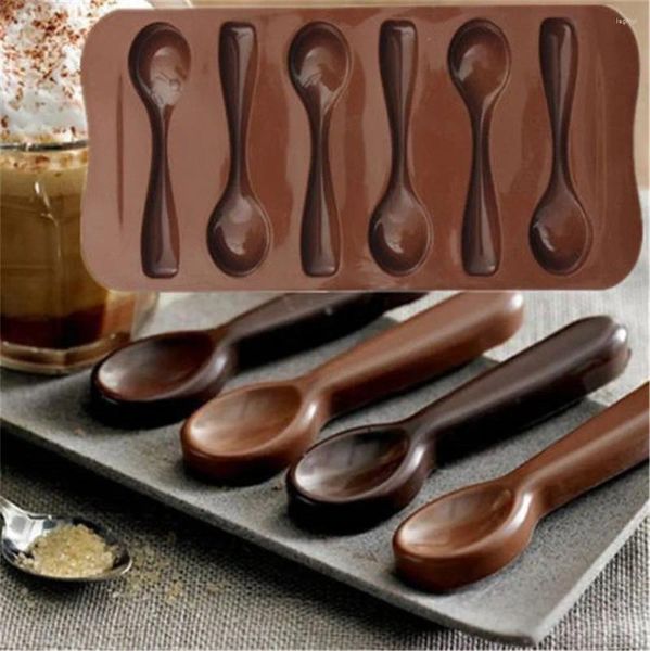 Moldes de cozimento Silicone Chocolate Mold Colher Ferramentas Antiaderente Biscoito Bolo Geléia e Doces 3D DIY